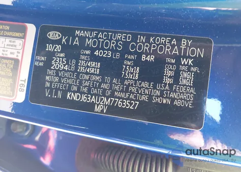 2021 Kia Soul Gt-Line из США, поврежденный, VIN KNDJ63AU2M7763527